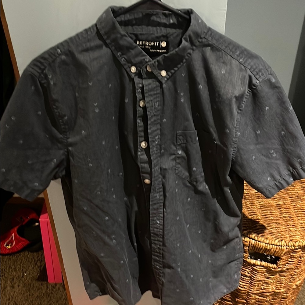 Retrofit Blue Casual Button Down Shirt